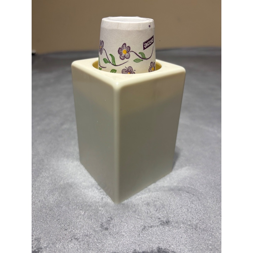 VTG Dixie Cup Bathroom Countertop Pop Up Dispenser Solid White 3 oz Cup Size